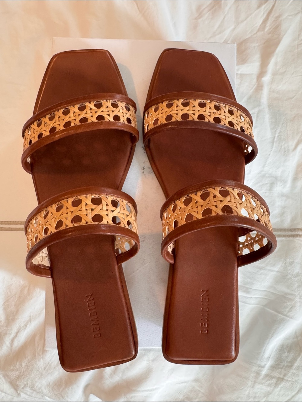 Bembien Paloma Brown Woven Double-Strap Slide Sandals - Women